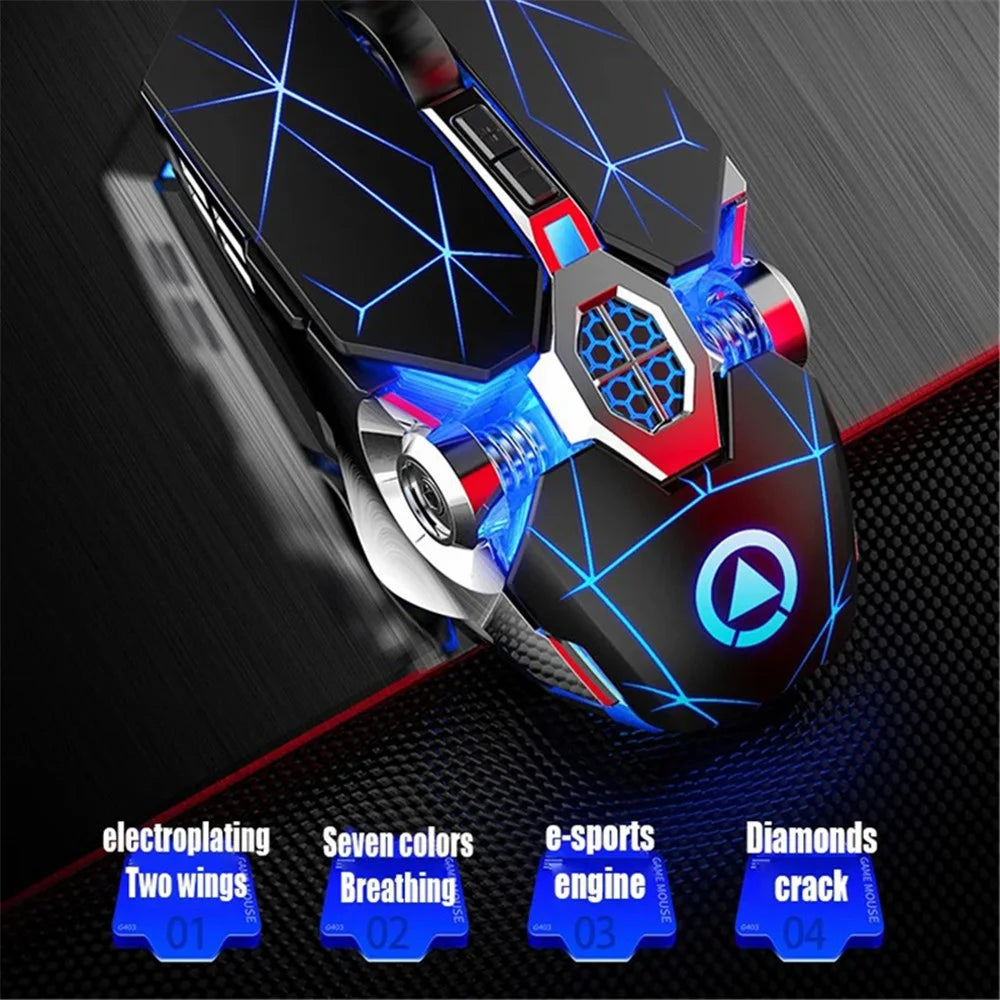 YINDIAO G3os 1.5m USB Wired Mouse 3200 DPI 7 Keys E-sports Mechanical Mouse - Matte Black / Silent - 2