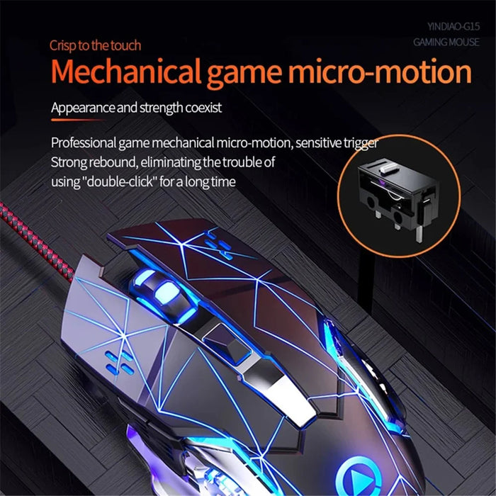YINDIAO G15 1200 / 1800 / 2400 / 3600 Adjustable DPI 6 Keys Mechanical Gaming USB Wired Mouse, Silent Version - Black - 5