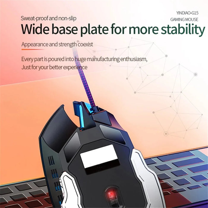 YINDIAO G15 1200 / 1800 / 2400 / 3600 Adjustable DPI 6 Keys Mechanical Gaming USB Wired Mouse, Silent Version - Black - 7
