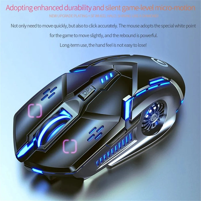 YINDIAO A9 2.4G Wireless Mouse 1200 / 1600 / 2400 / 3200 DPI Adjustable Silent 6 Keys Lighting Mouse - Black - 3