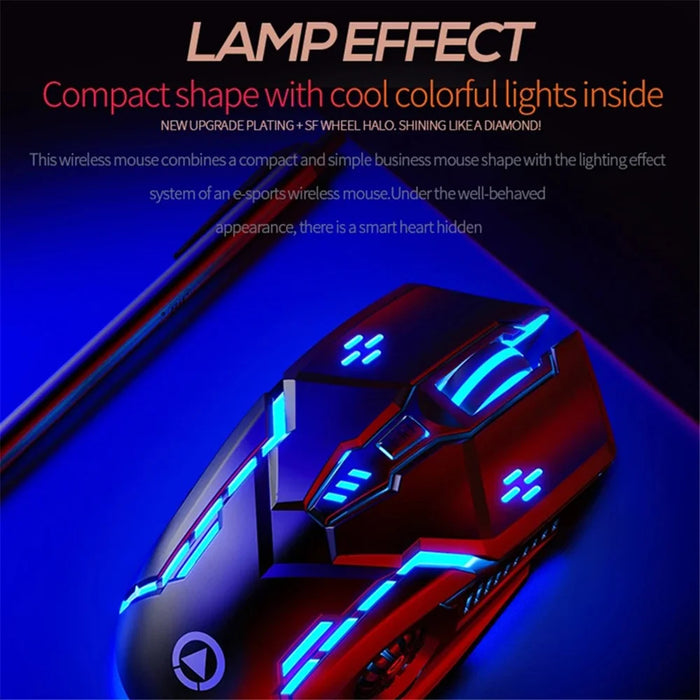 YINDIAO A9 2.4G Wireless Mouse 1200 / 1600 / 2400 / 3200 DPI Adjustable Silent 6 Keys Lighting Mouse - Black - 4