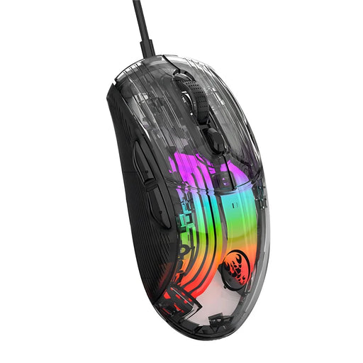 HXSJ X400B Wired Gaming Mouse 6 Adjustable DPI RGB Lighting Transparent Macro Programmable Mouse - Black - 1