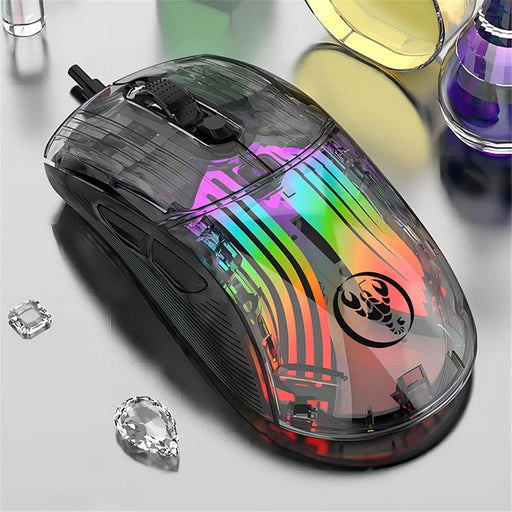 HXSJ X400B Wired Gaming Mouse 6 Adjustable DPI RGB Lighting Transparent Macro Programmable Mouse - Black - 2