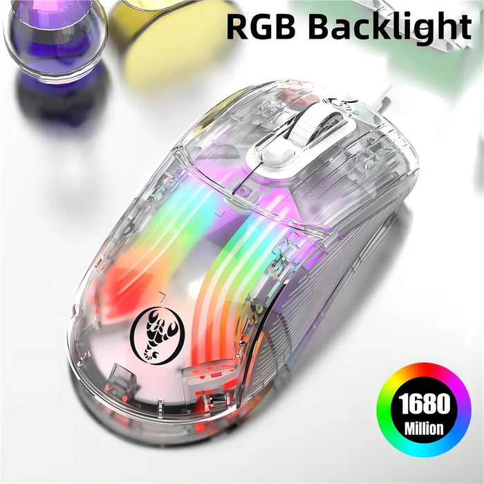 HXSJ X400B Wired Gaming Mouse 6 Adjustable DPI RGB Lighting Transparent Macro Programmable Mouse - Black - 4