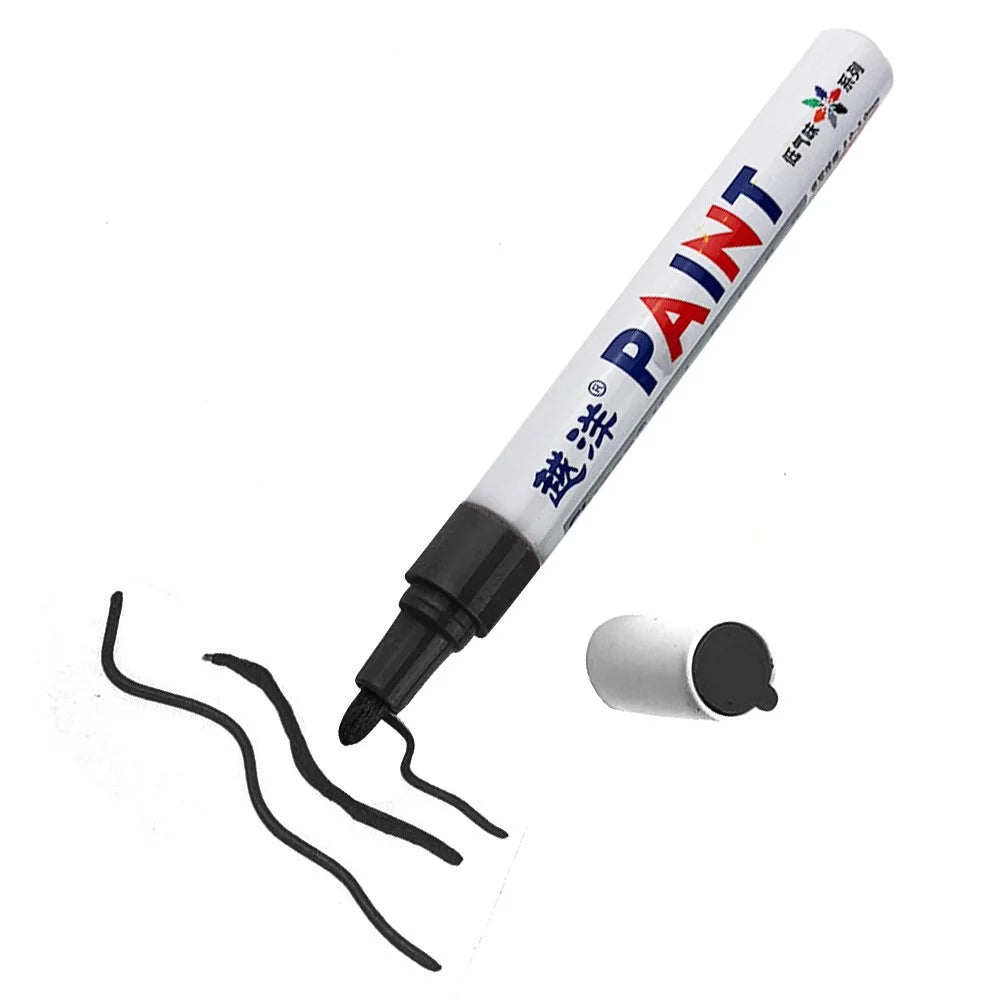 FLYSEA FS-110 Low Odor Waterproof Metal Craft Paint Pen for Car Tires, Stone - Black - 1