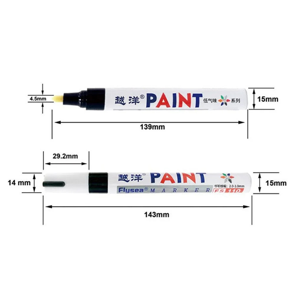 FLYSEA FS-110 Low Odor Waterproof Metal Craft Paint Pen for Car Tires, Stone - Black - 3
