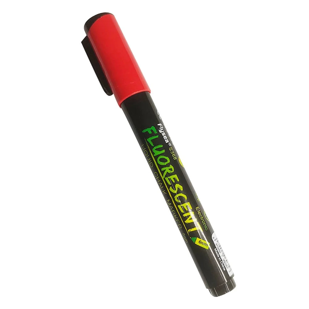 FLYSEA S368 Marker Pen 6mm Fluorescent Pen Reversible Highlighters for LED Light Board - Red - 1