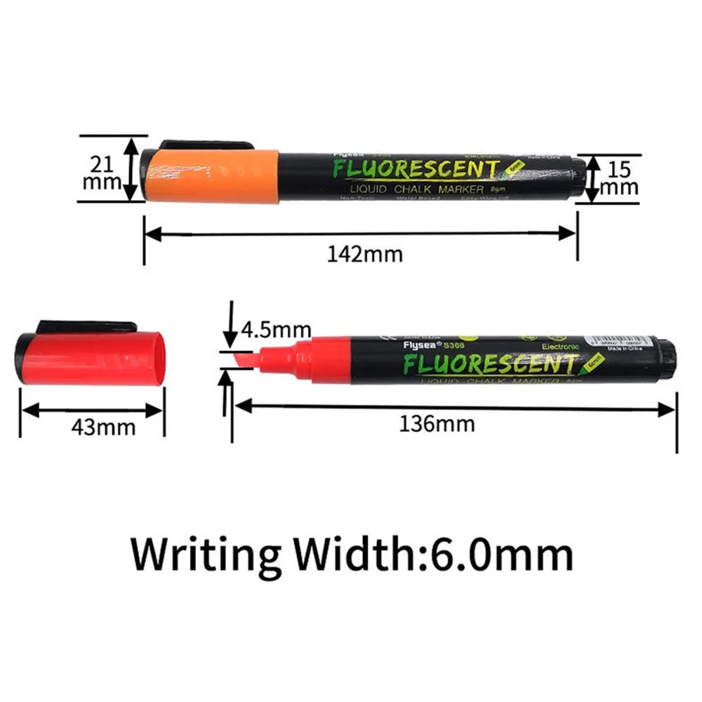 FLYSEA S368 Marker Pen 6mm Fluorescent Pen Reversible Highlighters for LED Light Board - Red - 6