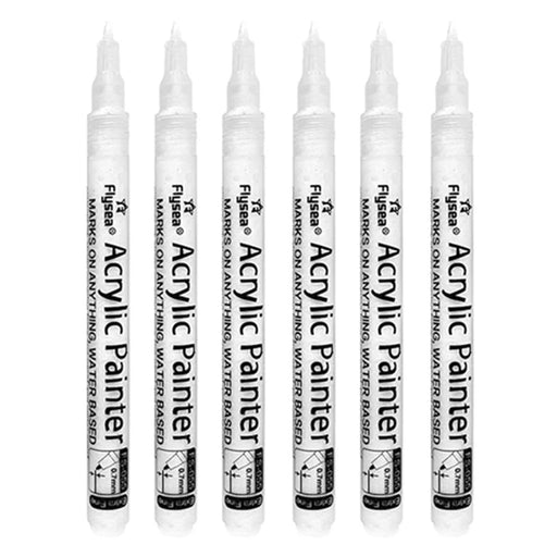FLYSEA FS-055 6Pcs / Set Acrylic Paint Pens White Paint Markers for Glass, Paper, Stone - 1