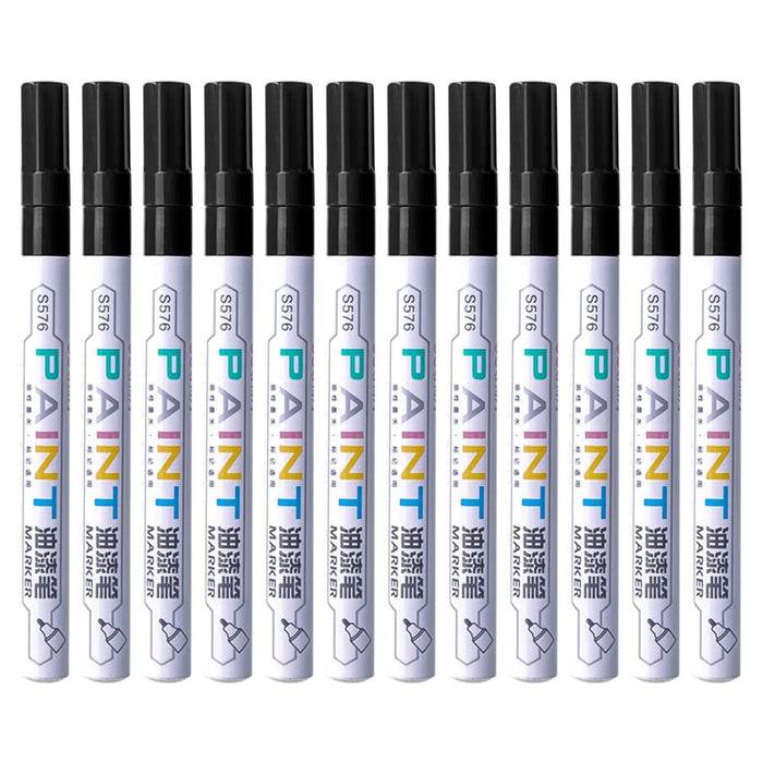 DELI S576 12Pcs / Pack Paint Pens for Artistic Drawing, DIY Crafting, Coloring, Note-Taking Marker Pen - Black - 1