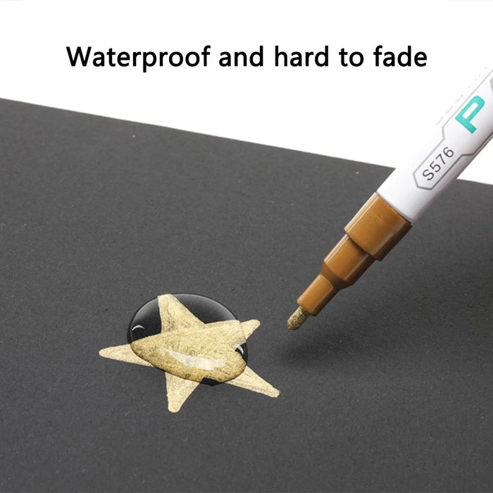 DELI S576 12Pcs / Pack Paint Pens for Artistic Drawing, DIY Crafting, Coloring, Note-Taking Marker Pen - Black - 2