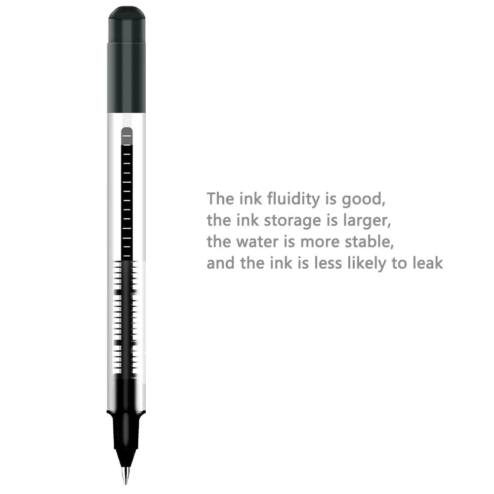 DELI S656 12-Pack Roller Ball Pens 0.5mm Liquid Ink Writing Pen for Students - Black - 2