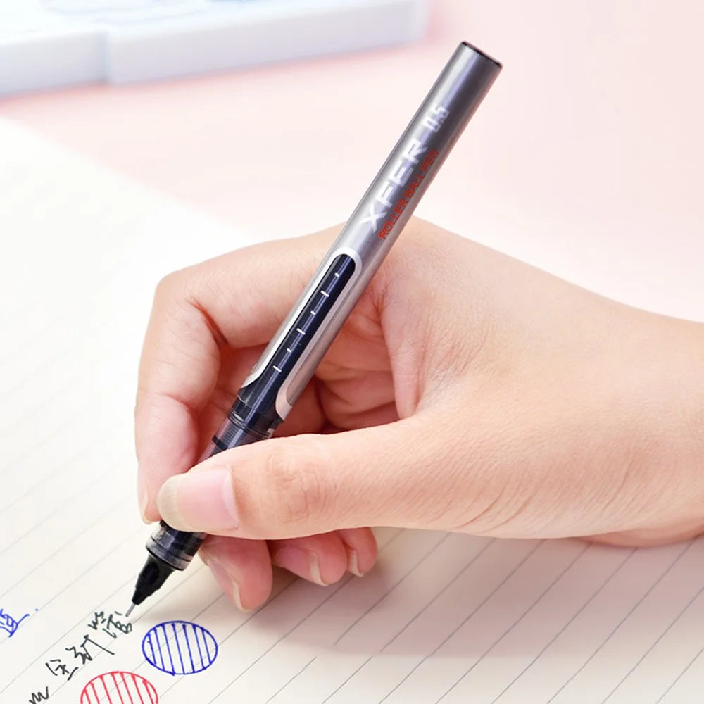 DELI S657 Rollerball Pen 12Pcs 0.5mm Liquid Ink Rollerball Ballpoint Pens for Writing - Black - 2