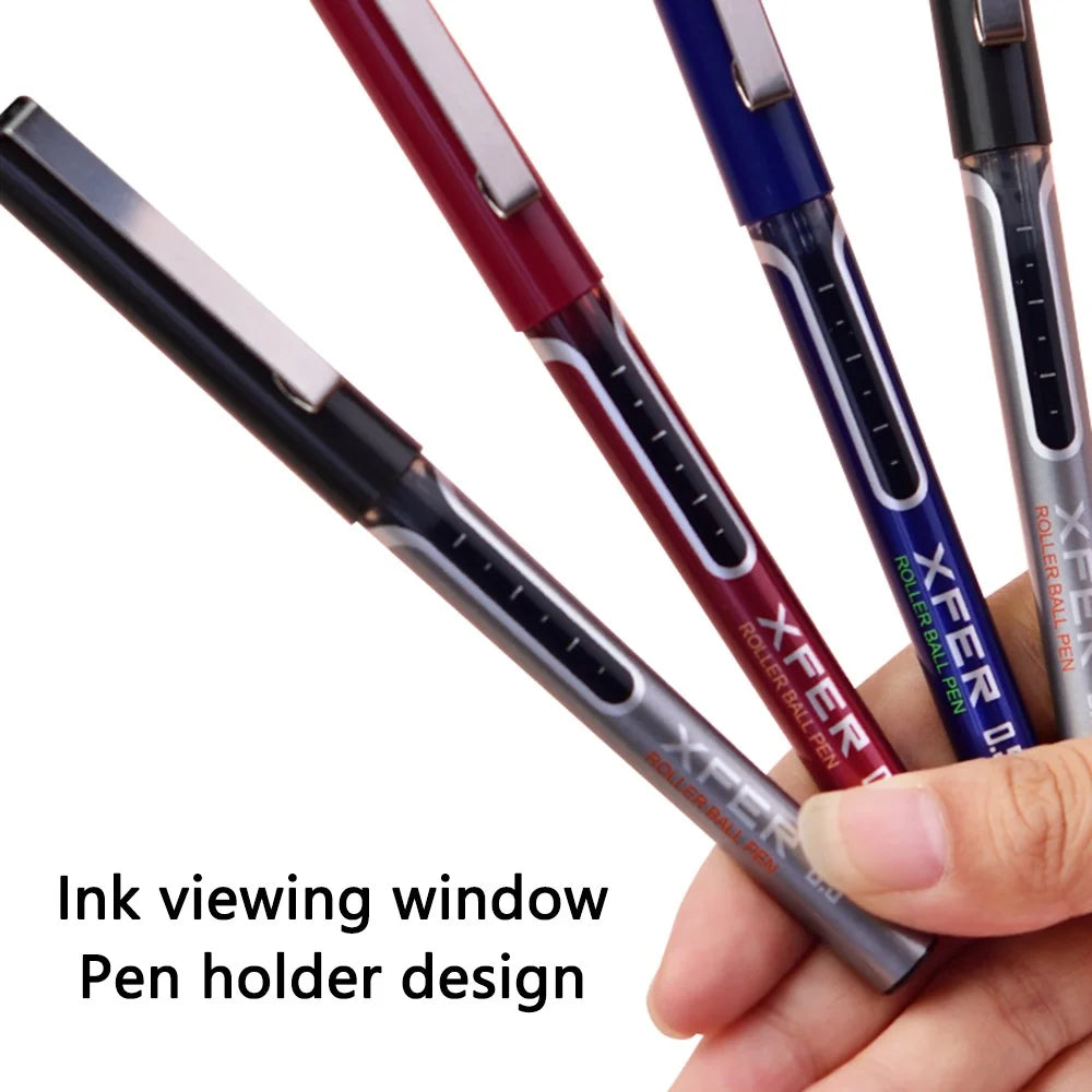 DELI S657 Rollerball Pen 12Pcs 0.5mm Liquid Ink Rollerball Ballpoint Pens for Writing - Black - 3