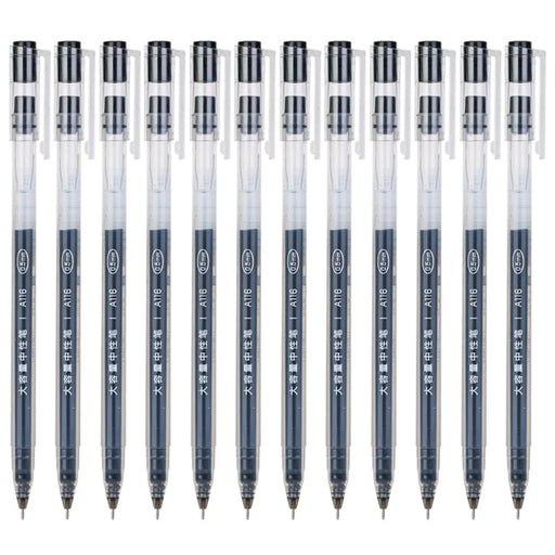 DELI A116 12Pcs Writing Neutral Pen Large Capacity Needle Pen 0.5mm Carbon Water Pen - Black - 1