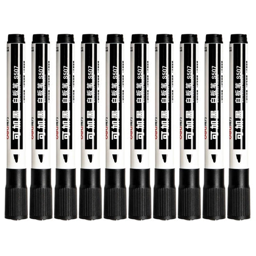DELI S507 10Pcs Whiteboard Markers Dry Wipe White Board Pens for School Office Home - Black - 1