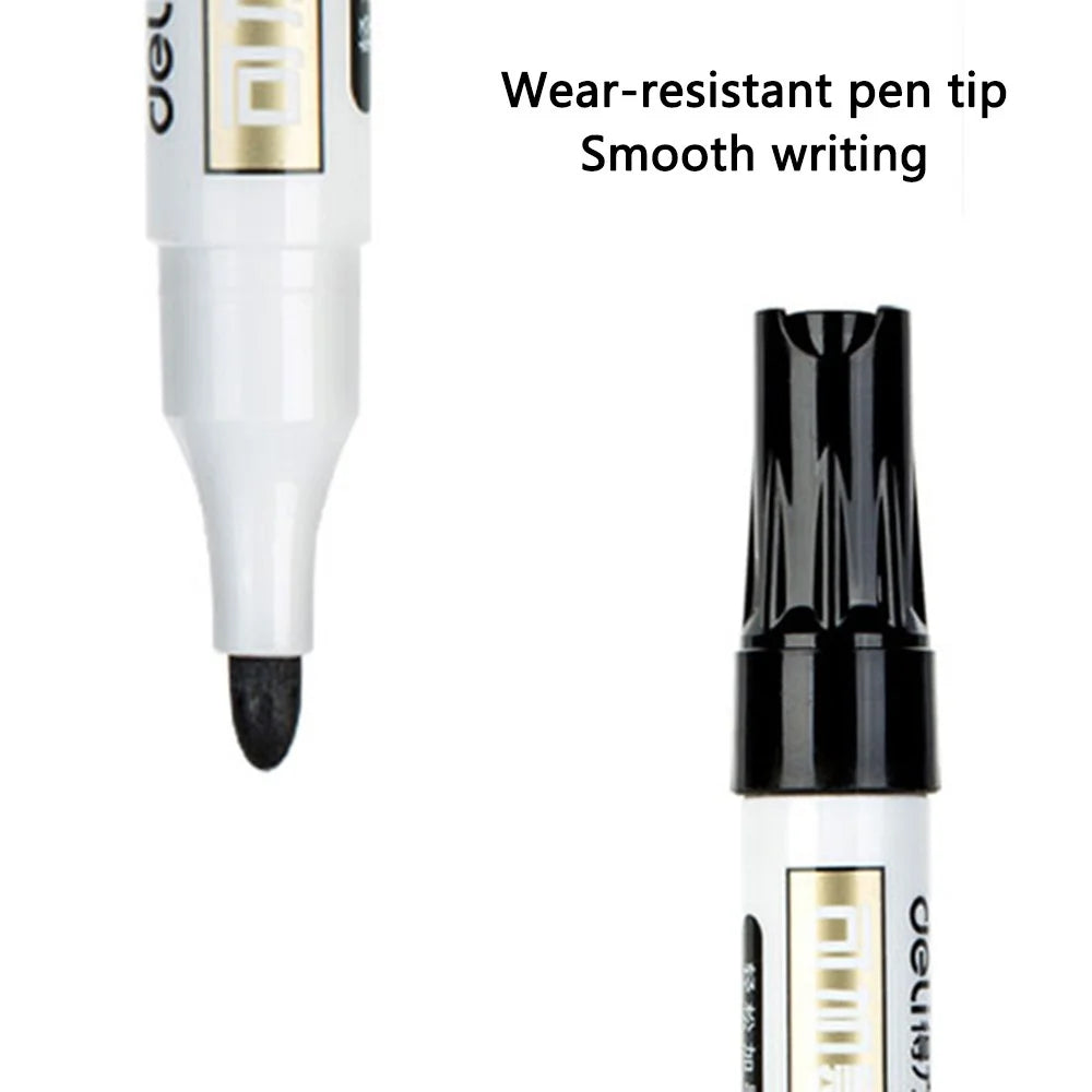 DELI S507 10Pcs Whiteboard Markers Dry Wipe White Board Pens for School Office Home - Black - 2
