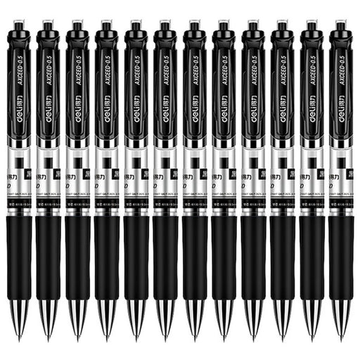 DELI 33388 12Pcs 0.5mm Press Retractable Gel Pen Office School Supplies - Black - 1