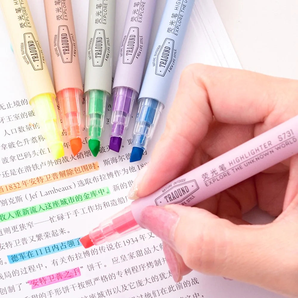 DELI S731 12Pcs Fluorescent Highlighter Markers Office Student Stationery - Pink - 3