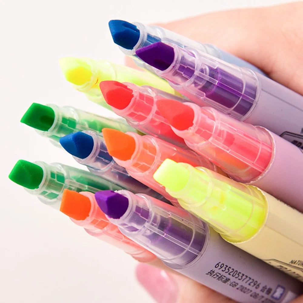 DELI S731 12Pcs Fluorescent Highlighter Markers Office Student Stationery - Pink - 4