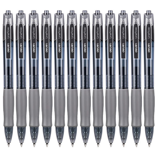 DELI S08 12Pcs Gel Pens Smooth Writing 0.5mm Bullet Tip Student Pen - Black - 1