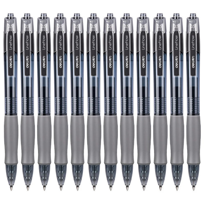 DELI S08 12Pcs Gel Pens Smooth Writing 0.5mm Bullet Tip Student Pen - Black - 1