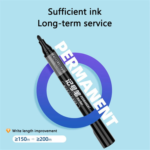 DELI 6881 10-Pack 1.8mm Oil-Based Marker Pens for Labeling, Logistics, and Large Writing - Black - 2