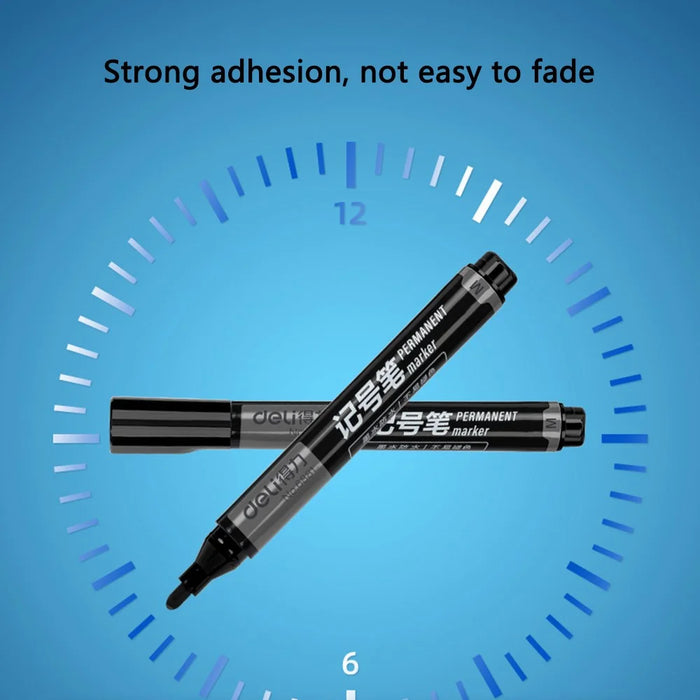 DELI 6881 10-Pack 1.8mm Oil-Based Marker Pens for Labeling, Logistics, and Large Writing - Black - 3