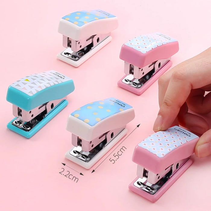 DELI 0456 Mini Stapler Set Portable Paper Binding Machine, Random Color - 6