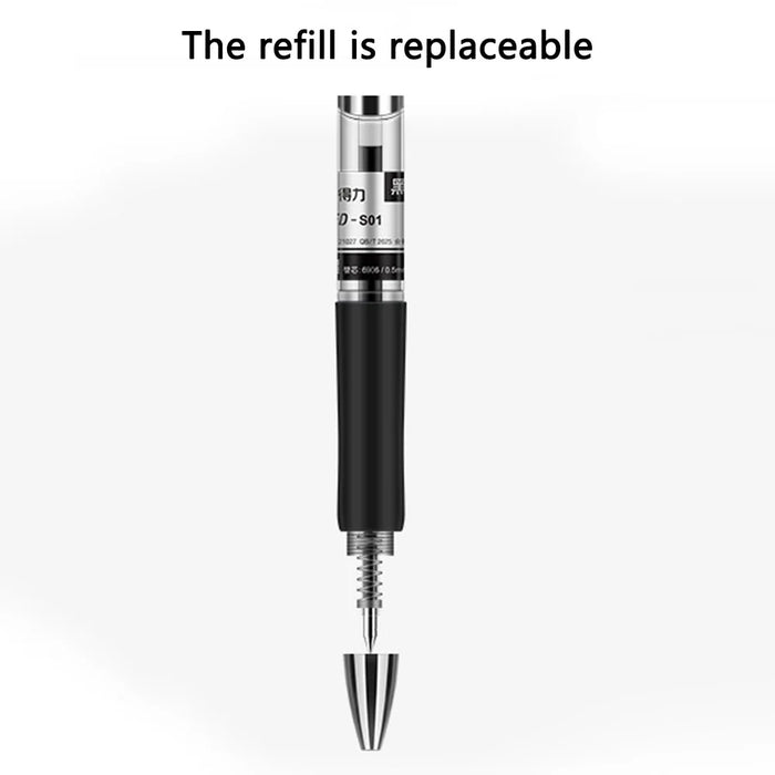 DELI S01 12Pcs Gel Pens Press Type Retractable Smooth Writing 0.5mm Gel Pen - Black - 4
