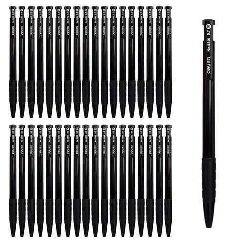 DELI 6546 36-Pack Ball Point Pens 0.7mm Bullet Tip Pen with Pen Clip for Students, Business Office - Black - 1