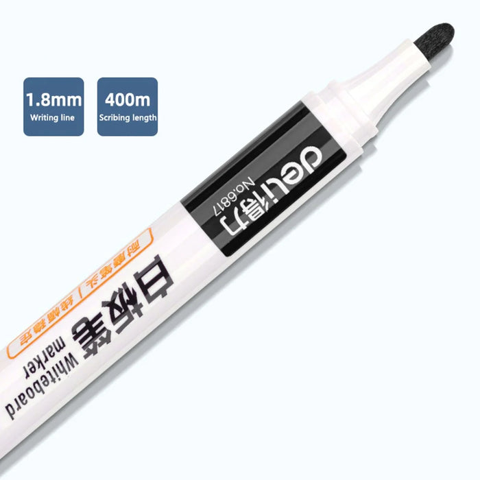 DELI 6817 10-Pack Whiteboard Pens Water-Based 1.8mm Tip Erasable Markers for Writing - Black - 4