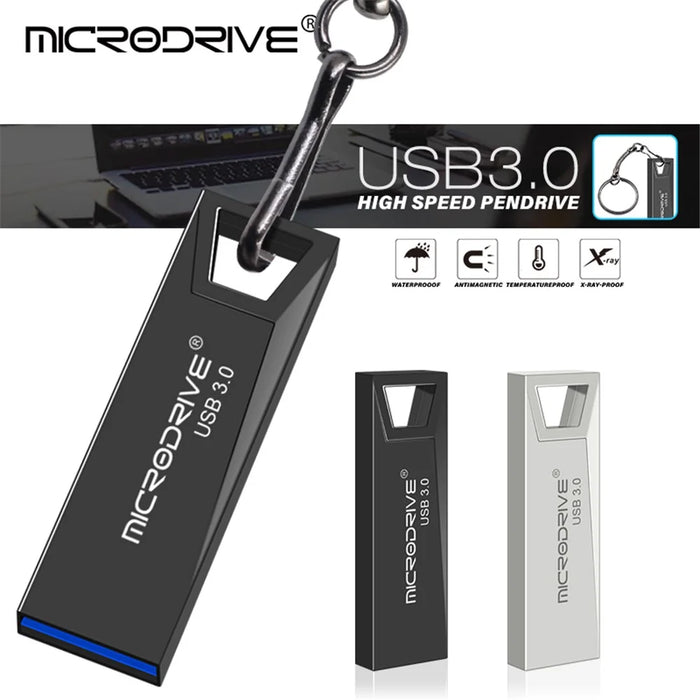 MICRODRIVE 64GB Metal U-disk Computer Laptop USB 3.0 Flash Drive - Black - 5
