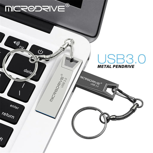 MICRODRIVE 32GB Metal U-disk High Speed Computer Laptop USB 3.0 Flash Drive - Silver - 2