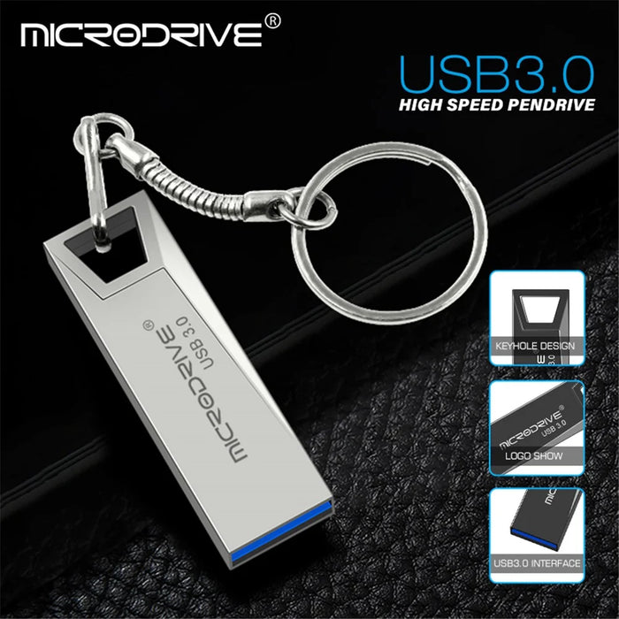 MICRODRIVE Portable 128GB Metal U-disk Laptop Computer USB 3.0 Flash Drive - Black - 6