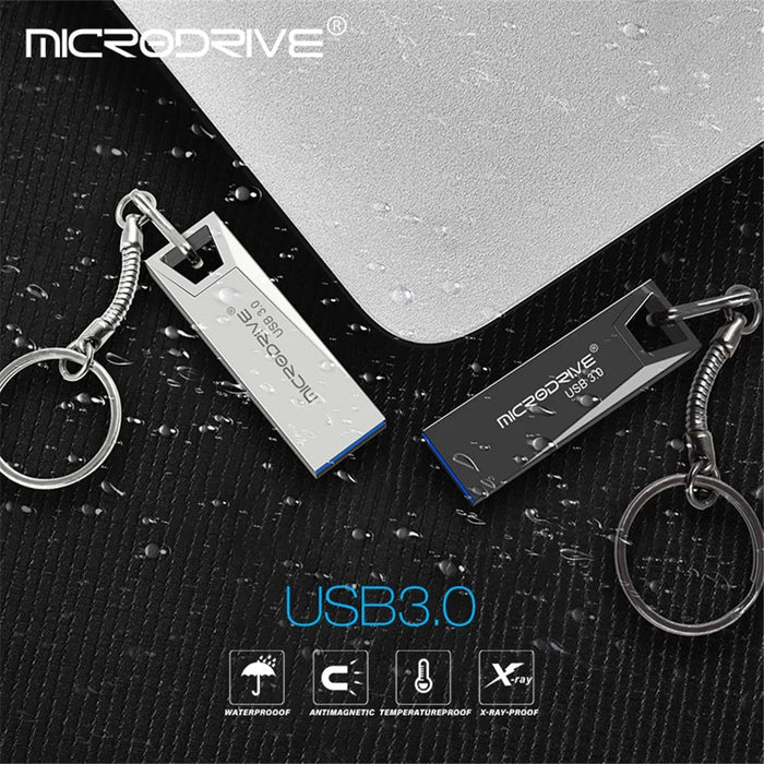 MICRODRIVE Portable 128GB Metal U-disk Laptop Computer USB 3.0 Flash Drive - Black - 7