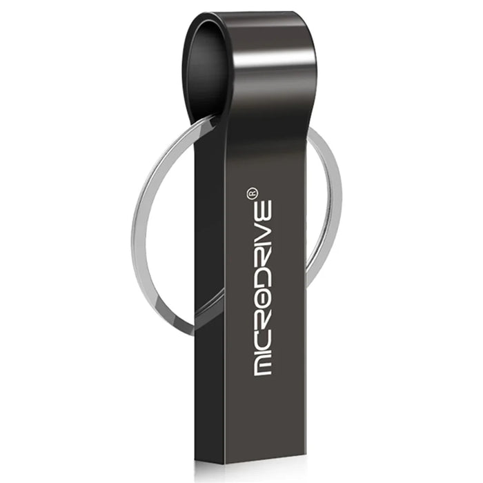 MICRODRIVE 32GB USB 2.0 Flash Drive Portable Metal Thumb Drive with Key Ring - Black - 1