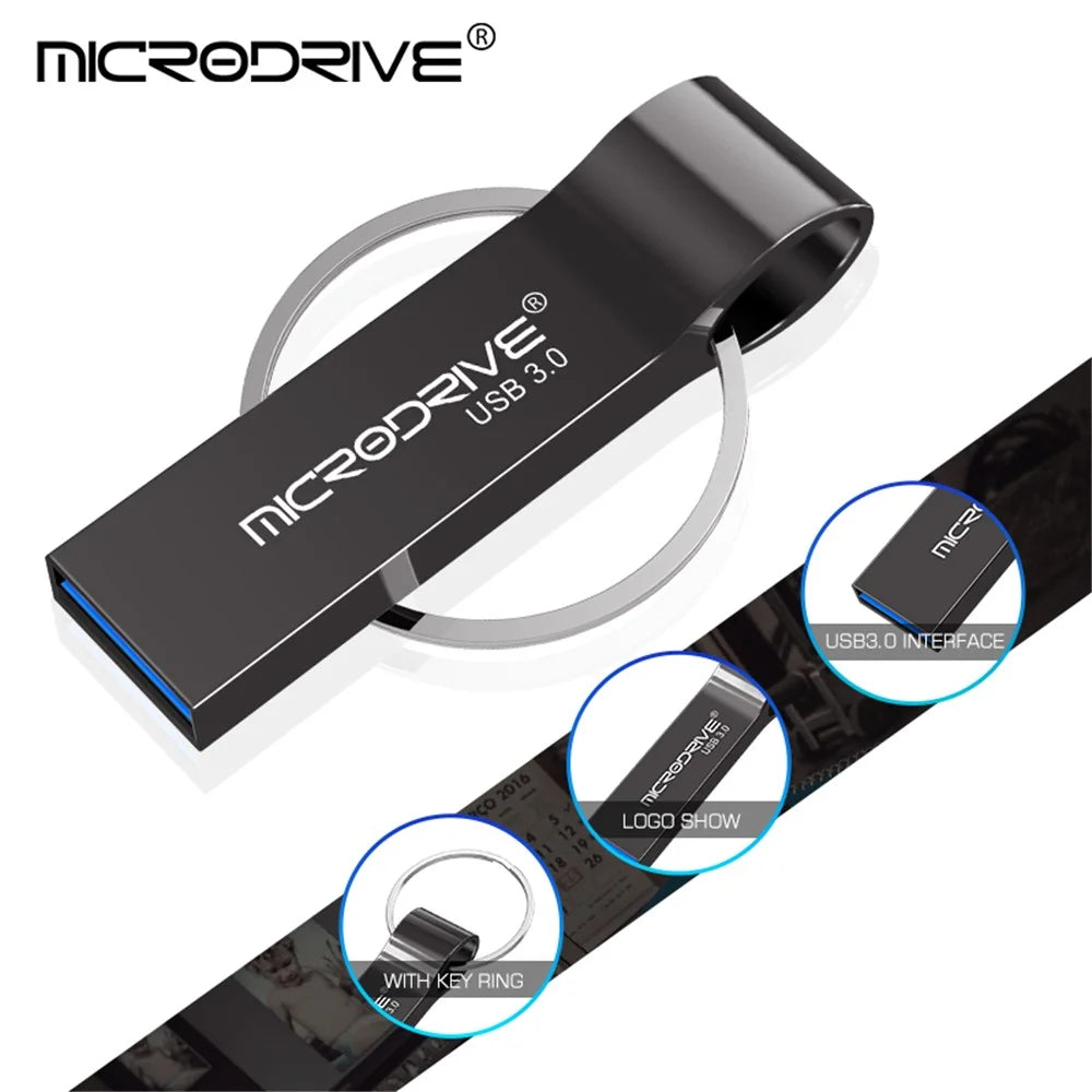 MICRODRIVE 128GB High Speed Data Transfer USB 3.0 Thumb Drive Memory Stick - Black - 4