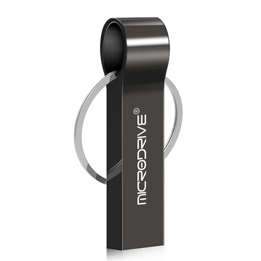 MICRODRIVE 16GB USB 2.0 Flash Drive Portable Key Ring Metal Thumb Drive Memory Stick - Black - 1