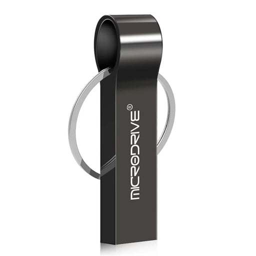 MICRODRIVE 64GB Data Storage USB 2.0 Flash Drive Metal Thumb Drive with Key Ring - Black - 1