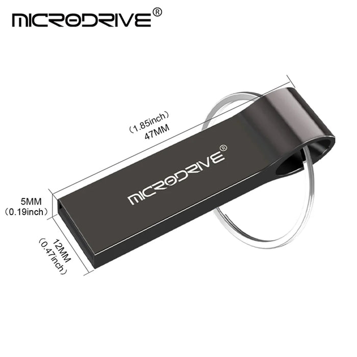 MICRODRIVE 128GB Metal Thumb Memory Stick USB 2.0 Flash Drive with Key Ring - Silver - 5