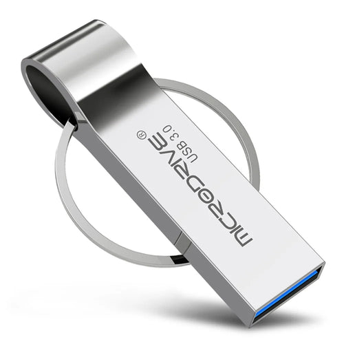 MICRODRIVE 32GB Key Ring Design USB 3.0 Flash Drive Portable Memory Thumb Drive - Silver - 1