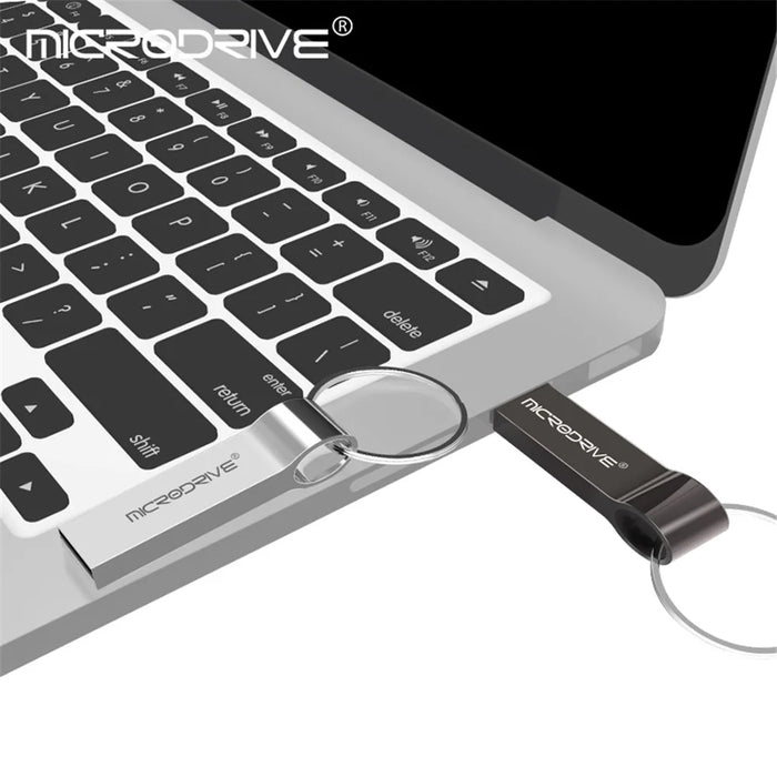 MICRODRIVE 8GB Plug and Play USB 2.0 Flash Drive Data Thumb Stick with Key Ring - Silver - 2