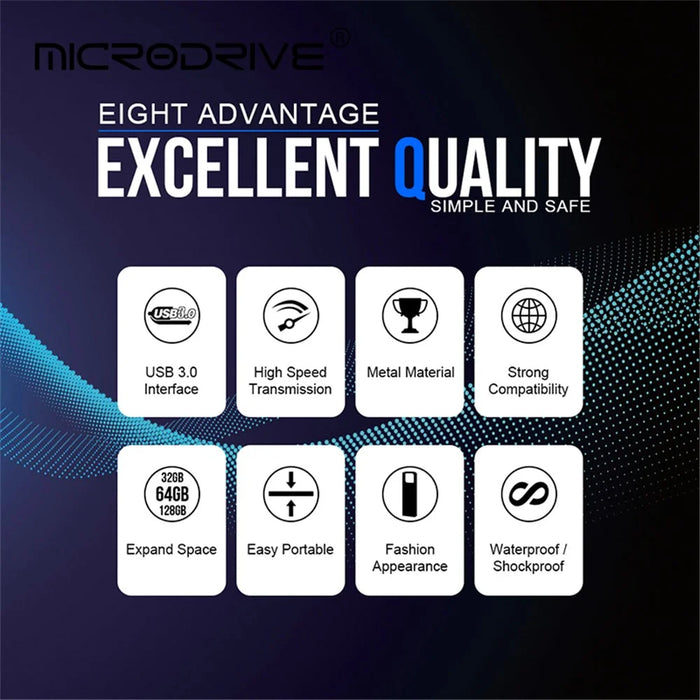 MICRODRIVE E9 32GB Metal U-disk High Speed USB 3.0 Memory Stick for Computer - Gold - 5