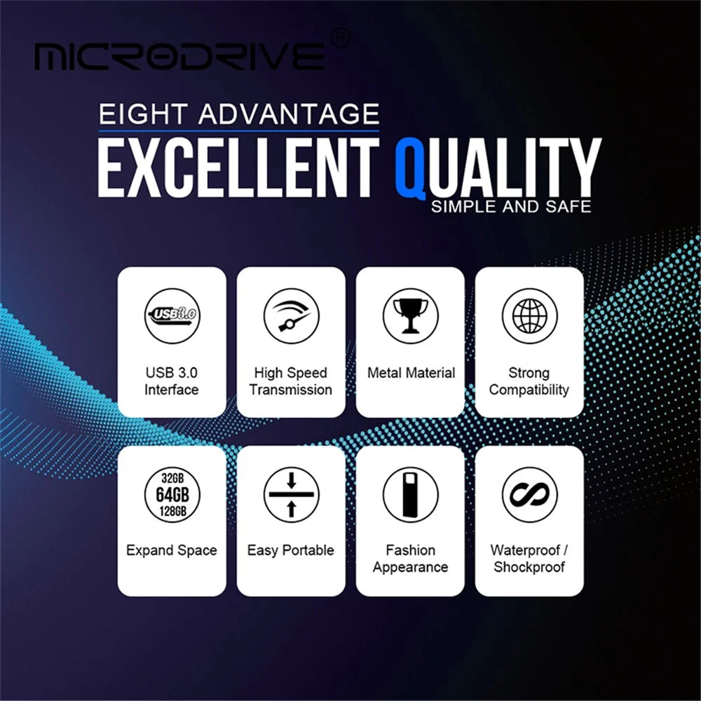 MICRODRIVE E9 Portable 16GB High Speed USB 3.0 Memory Stick Metal U-disk - Black - 5