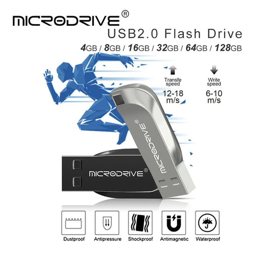 MICRODRIVE CZ50 32GB Waterproof USB 2.0 Flash Drive U Disk Data Thumb Stick - Silver - 2