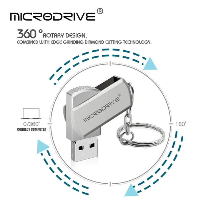 MICRODRIVE 16GB USB 2.0 Flash Drive Memory Thumb Drive USB Stick with Key Ring - Gold - 3