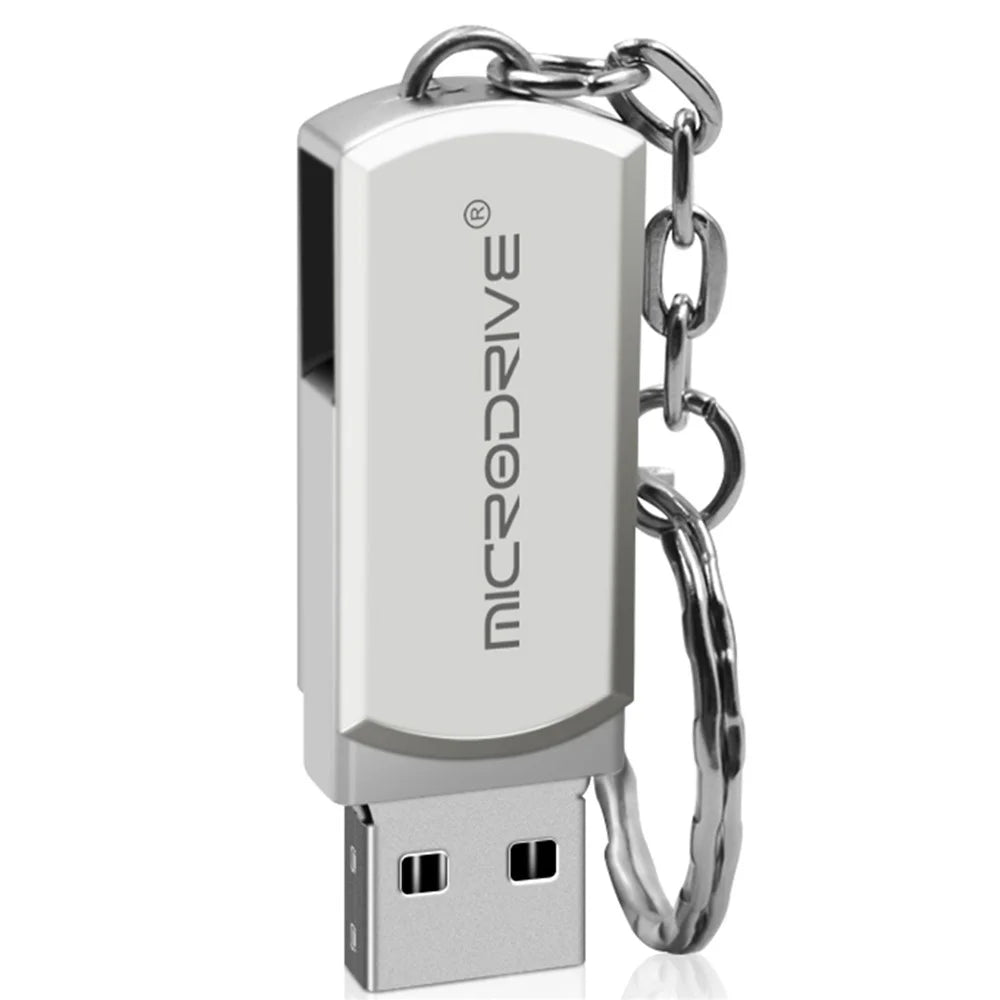 MICRODRIVE 64GB Compact Thumb Drive USB Stick Key Ring Design USB 2.0 Flash Drive - Grey - 1