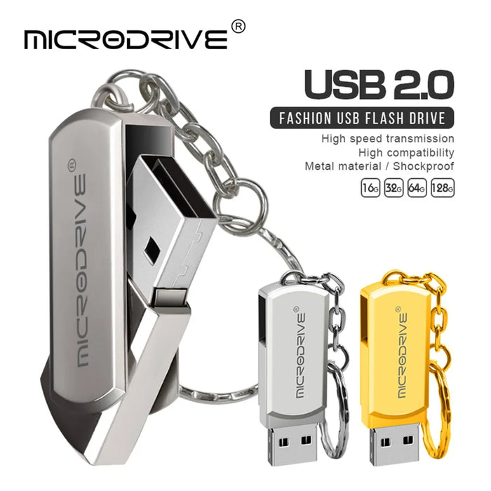 MICRODRIVE 64GB Compact Thumb Drive USB Stick Key Ring Design USB 2.0 Flash Drive - Grey - 2