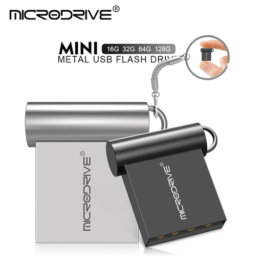 MICRODRIVE 128GB USB 2.0 Mini Metal Flash Drive Portable U-Disk with Hook - Grey - 2